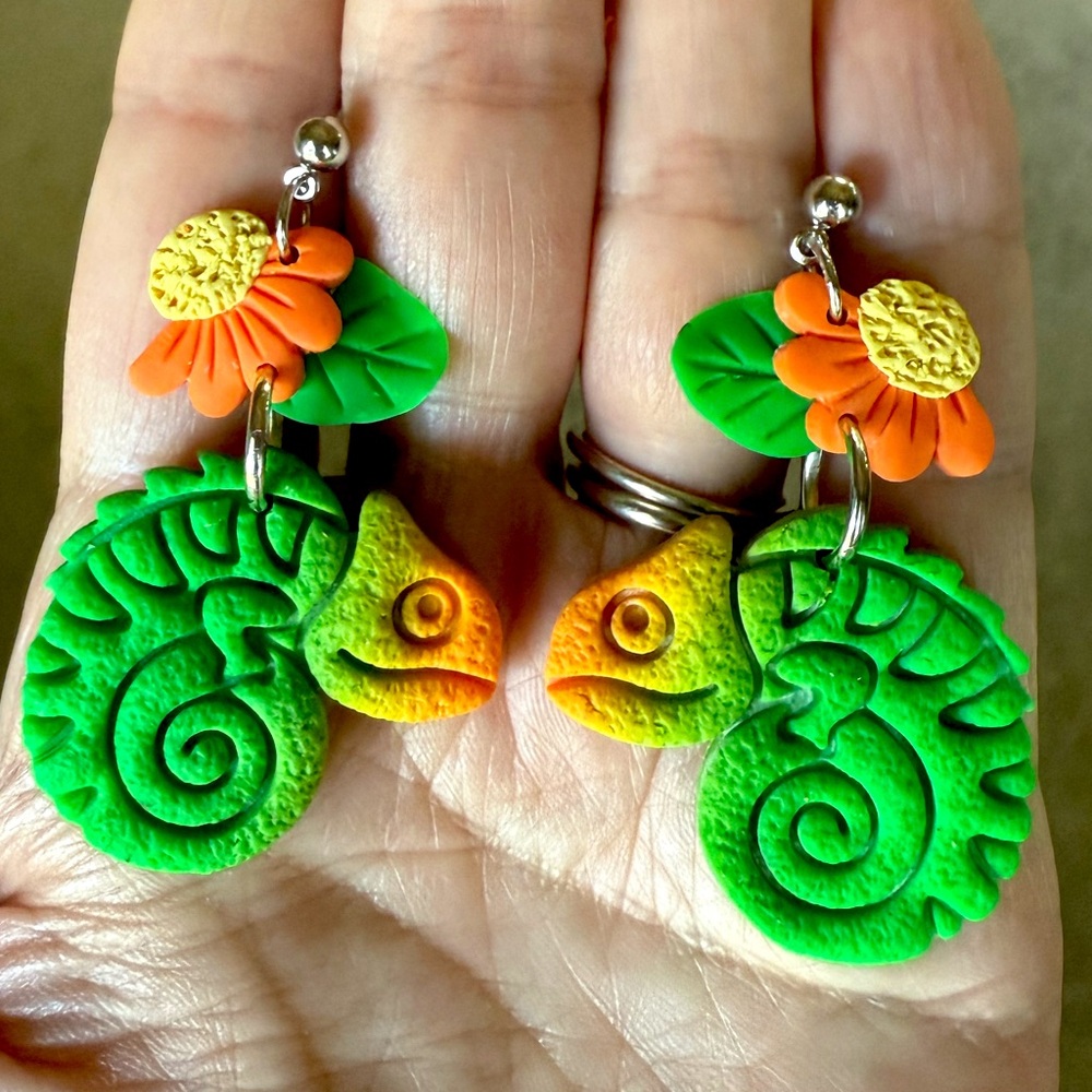 Handmade Chameleon earrings